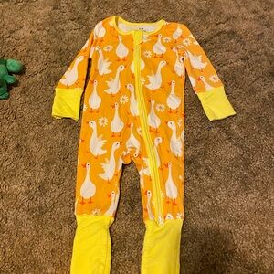 Yellow Duck Print Kids One Piece bamboo